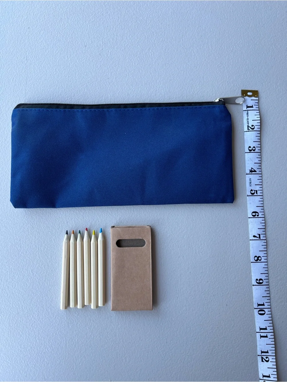 Navy Blue Zip Pencil Pouch with mini Colored Pencils